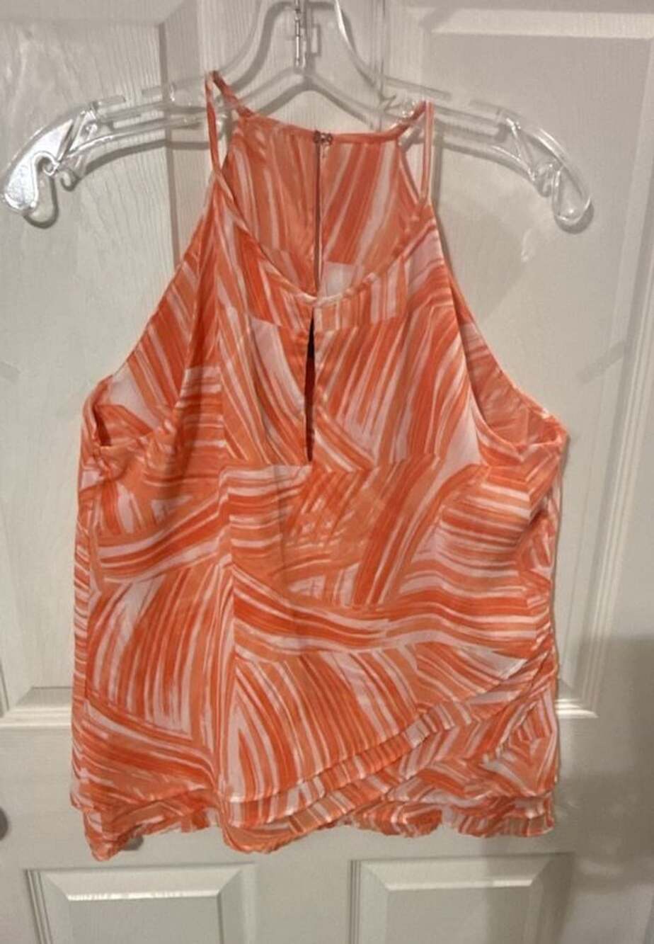 Banana Republic Halter Top Size PM Orange White Printed Sleeveless Blouse